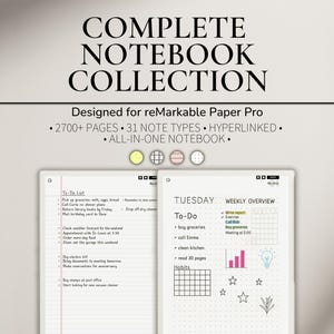 Complete Notebook Collection for reMarkable Paper Pro | Multicolor Premium Notebook | Lined Graph Paper | Grid Notebook | Cornell Template