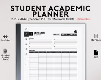 Planer akademicki dla uczniów na wyjątkowe 2 lata | Hiperłącze akademickie w połowie roku w formacie PDF pasuje do wyjątkowych | Minimalistyczny planer szkolny na każdy dzień