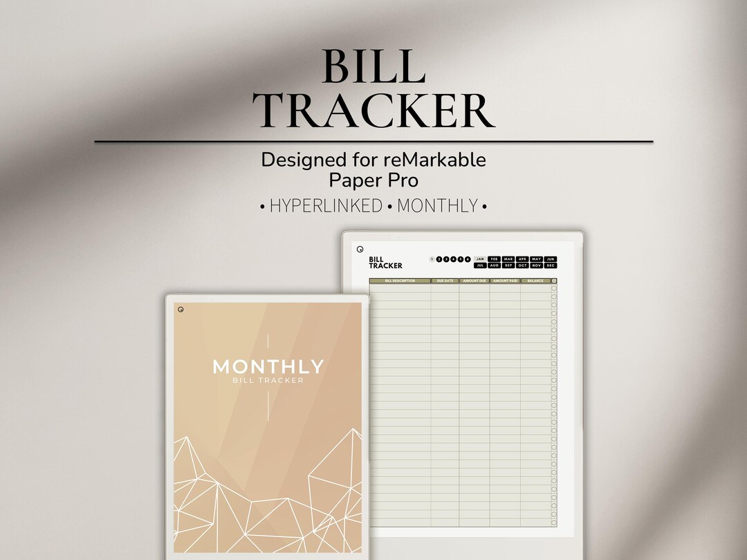 Monthly Bill Tracker for Remarkable Paper Pro | Digital Payment Tracker ...