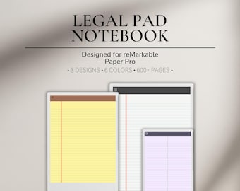 Caderno de anotações para reMarkable Paper Pro | Papel ofício amarelo | Caderno multicolorido de 100 páginas | Papel milimetrado pautado | Modelo de caderno