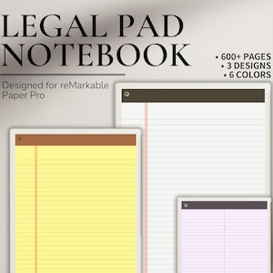 Notizblock für reMarkable Pro Paper | Gelbes Zulässiges Papier | Mehrfarbiges 100-seitiges Notizbuch | Gefüttertes Millimeterpapier | Notizbuch Vorlage