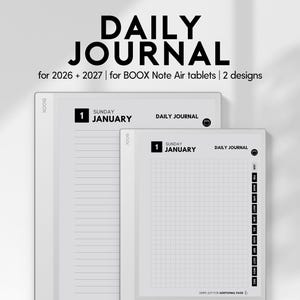 Diário para BOOX Note Air | PDF com hiperlinks para 2026 e 2027 | Anotações diárias | Diário digital | Pacote de planejamento diário | Agenda