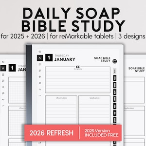 SOAP Bible Study Journal for reMarkable 2 | 2025 + 2026 Prayer Faith Planner | Sermon Notes | Devotional Testament | Prayer List