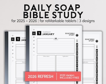 SOAP Bible Study Journal for reMarkable 2 | 2025 + 2026 Prayer Faith Planner | Sermon Notes | Devotional Testament | Prayer List