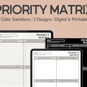 Priority Matrix for Tasks | Eisenhower Matrix | Decision Matrix | Productivity Planner | Action Planner | To do list | Urgency Matrix