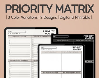 Priority Matrix for Tasks | Eisenhower Matrix | Decision Matrix | Productivity Planner | Action Planner | To do list | Urgency Matrix