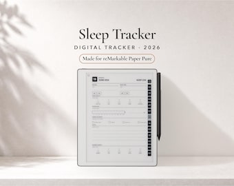 Sleep Tracker 2026 for reMarkable Paper Pure | Hyperlinked Daily Sleep Log PDF | Bedtime & Sleep Quality Digital Download