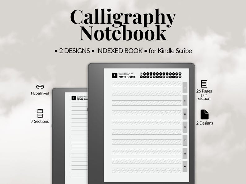 Notebook In Calligraphy Calligraphy Practice Notebook for Kindle Scribe | Digital Notebook for ...