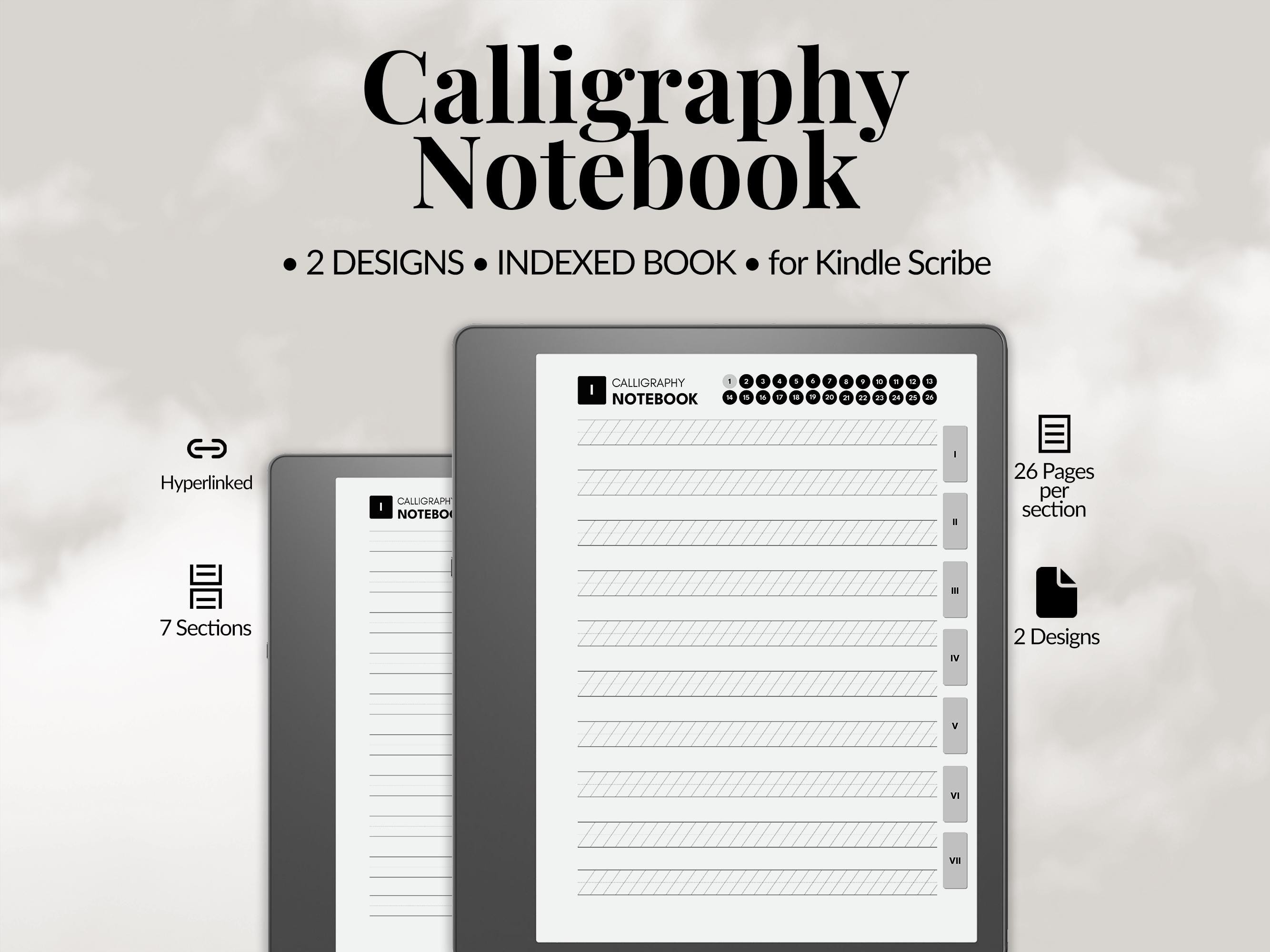 Calligraphy Practice Notebook for Kindle Scribe | Digital Notebook for ...