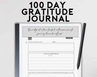 Daily Gratitude Journal | fits reMarkable 2 | Mindfulness Journal | Wellness Planner | Undated Diary | Hyperlinked PDF Journal