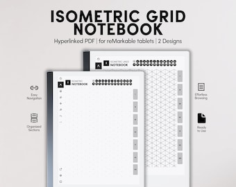 Quaderno con griglia isometrica per reMarkable 2 / Quaderno digitale / Modello per disegnare / Appunti / Diario minimalista / Carta a griglia / Design 3D