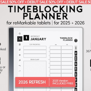 Timeblocking Planner for reMarkable 2 | Productivity Planner | Time Management | Day Theming | Task Batching | Instant Download