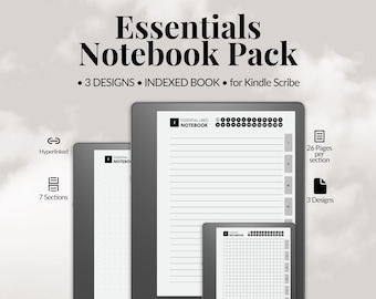 Paquete de cuadernos para Kindle Scribe / Plantillas para Kindle Scribe / Paquete de cuadernos digitales con cuadrícula y líneas punteadas / Notas para tomar apuntes