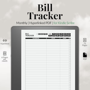 Monthly Bill Tracker für Kindle Scribe | Digital Zahlung Organizer Vorlage | Ausgaben-Tracker | Planer | PDF Sofortdownload