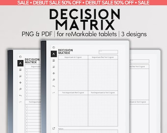 Decision Matrix | fits reMarkable 2 | Eisenhower Matrix | Priority Table for Task Productivity | Action Planner | Urgency Matrix