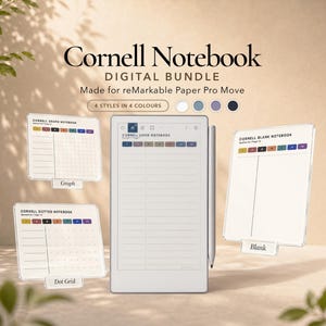 Cornell Notebook Pack for reMarkable Paper Pro Move | Digital Notebook Bundle | Study Notes | Note Taking Template | Cornell Notes | PDF