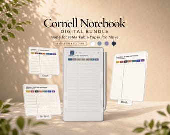 Cornell Notebook Pack for reMarkable Paper Pro Move | Digital Notebook Bundle | Study Notes | Note Taking Template | Cornell Notes | PDF