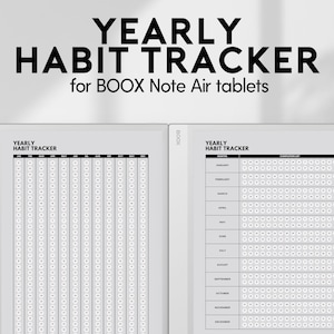 Yearly Habit Tracker | Compatible with Boox Note Air | Goal Tracker | Habit Formation | Simple Tracker | Productivity Planner