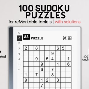 Sudoku Puzzles for reMarkable 2 | Mind Games | 100 Hyperlinked Puzzles | Logic Puzzles | Brain Teasers | Games for Daily Mental Exercise