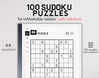 Sudoku Puzzles for reMarkable 2 | Mind Games | 100 Hyperlinked Puzzles | Logic Puzzles | Brain Teasers | Games for Daily Mental Exercise