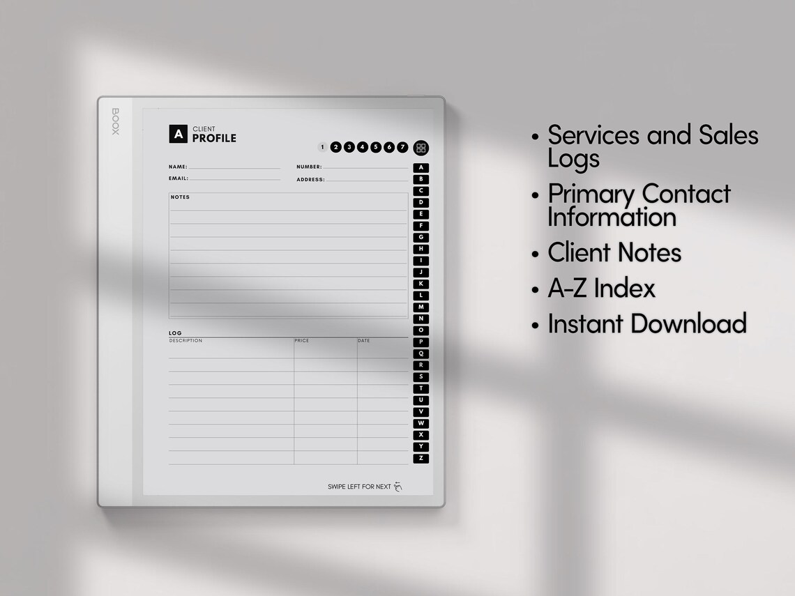 Client Profile Book for BOOX Note Air | Digital Client Intake & Follow ...