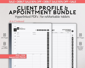 Bundel klantprofiel en afspraakplanner | past op opmerkelijk | Sjablonen voor Records Planner | Klantenbeheer | Zakelijke organisator
