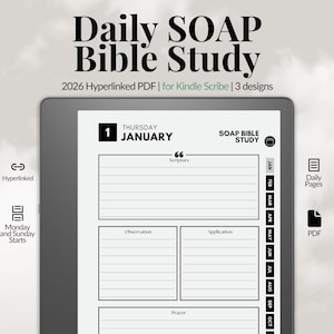 SOAP Bible Study Journal for Kindle Scribe | Digital Scripture Planner PDF | Daily Devotional Template for E-Ink Tablet