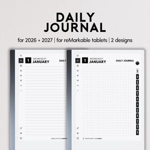 Daily Journal for reMarkable 2 | 2026-2027 Hyperlinked Planner PDF | Daily Notes & To-Do List | reMarkable Templates | Digital Journaling