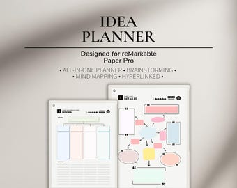 Idéplanerare för reMarkable Paper Pro | Brainstorming- och tankekartplanerare | Tankeplanerare | Idégenereringsjournal | Visuellt tankediagram