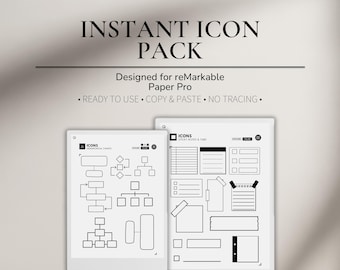 Pacchetto icone istantaneo per reMarkable Paper Pro / Icone di organizzazione / Adesivi modificabili per uso immediato / Copia e incolla senza traccia / Note adesive