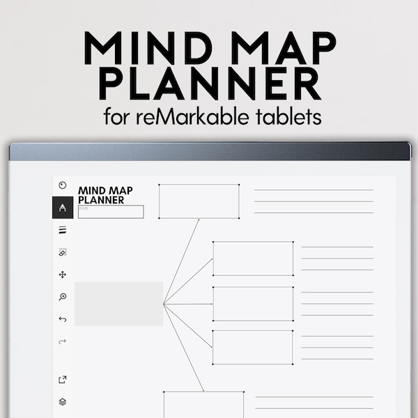 Mind Map Planer Vorlage | reMarkable 1&2 Template | bemerkenswerte Visuelle Brainstorm Map | Gedanken-Organizer | Sofort Download