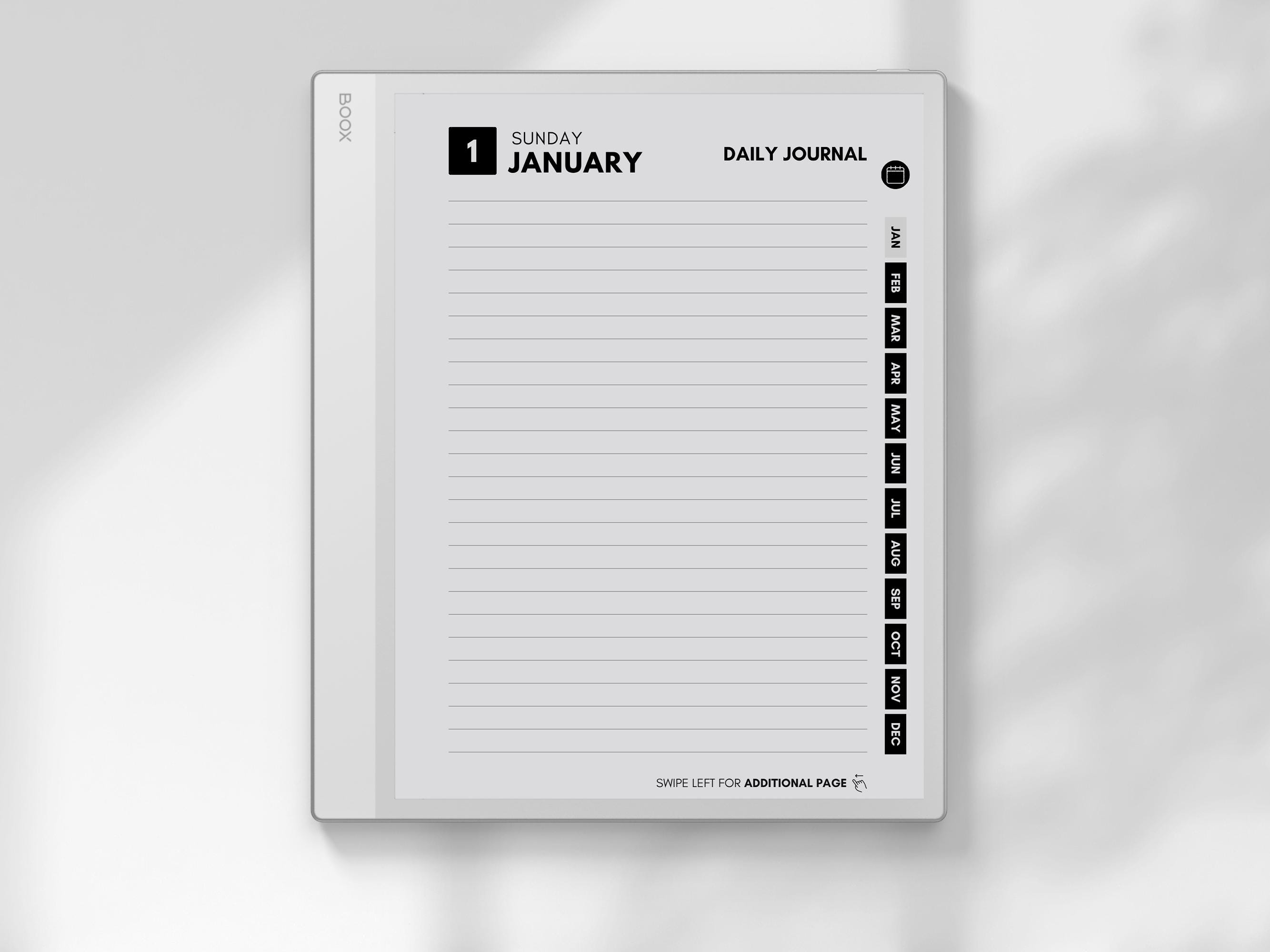 Daily Journal for BOOX Note Air | 2026 + 2027 Hyperlinked Journal PDF ...
