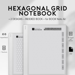 Quaderno a griglia esagonale per BOOX Note Air / Quaderno digitale / Carta a griglia esagonale / Appunti / Diario minimalista / Appunti STEM / Chimica