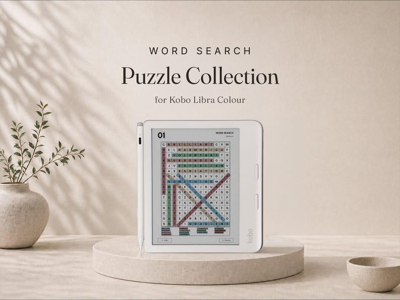 300 woordzoekpuzzels voor Kobo Libra Colour | Makkelijk, Gemiddeld, Moeilijk | Los op op je Kobo | Tik om een puzzel te starten afbeelding 1