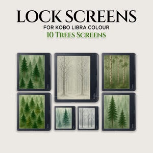 Schermate di blocco degli alberi per Kobo Libra Colour / Salvaschermi a colori / Pacchetto di sfondi compatibili con Kobo Clara Colour / Download digitale della stagione
