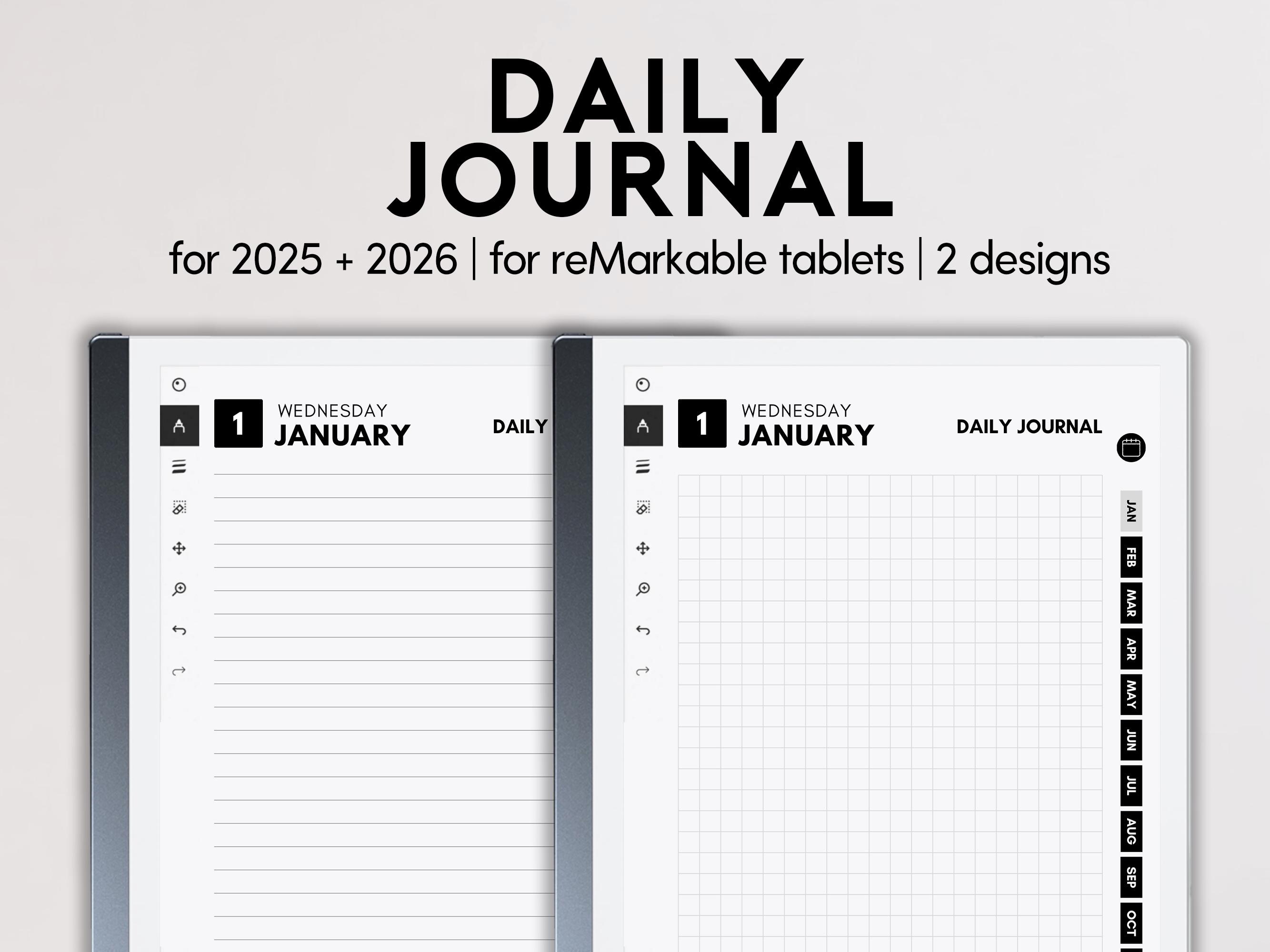 Daily Journal for Remarkable 2 | 2025-2026 Hyperlinked Journal PDF ...