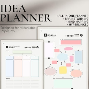 Pianificatore di idee per reMarkable Paper Pro / Pianificatore di brainstorming e mappe mentali / Pianificatore di pensieri / Giornale di generazione di idee / Diagramma mentale visivo