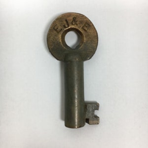 Vintage Elgin Joliet and Eastern Railway EJ&E Brass Hollow Barrel Railroad Key • Adlake • Serial Number • Train Illinois Indiana EJE