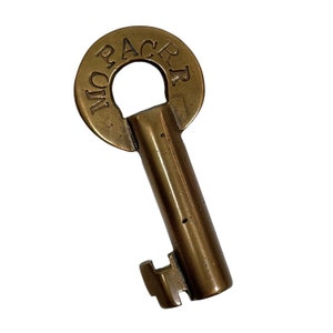 MOPAC RR Missouri Pacific Railroad • Vintage Brass Hollow Barrel Switch KEY • Fraim Slaymaker • Mp MoP Ry Railway Train