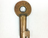 Vintage CRI PRY Brass Hollow Barrel Key - Chicago Rock Island and Pacific Railway Railroad Lock Key