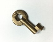 N W Norfolk and Western Railway Railroad Obsolete Vintage Brass Hollow Barrel Lock Key