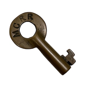 MCRR Michigan Central Railroad • Brass Hollow Barrel Switch Key • MC RR •  Fraim Antique Railway Collectible