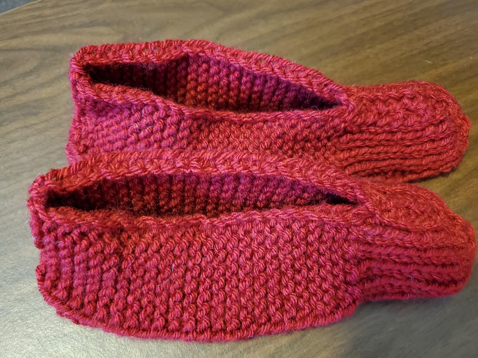 Oldfashioned hand knitted house slippers burgundy colour. Etsy