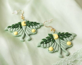 Garden Moth Dangles | Polymer Clay Statement Earrings