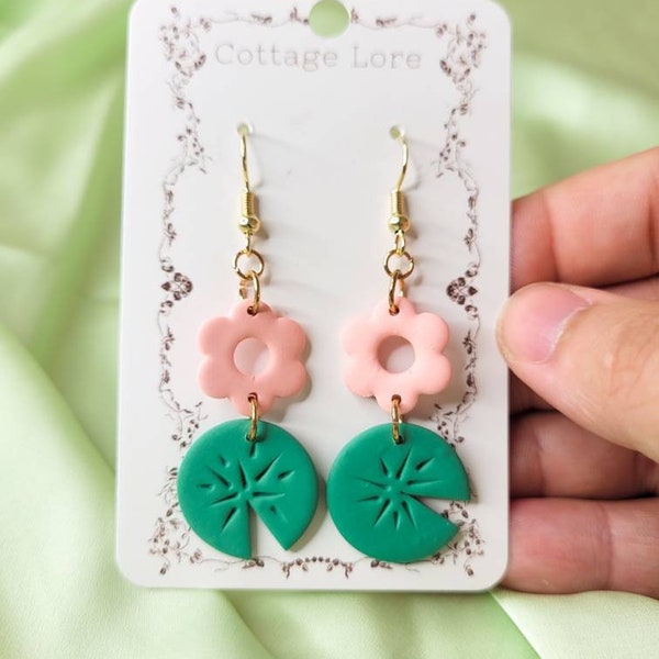 Lilypad Dangles | Cute Cottagecore Polymer Clay Earrings