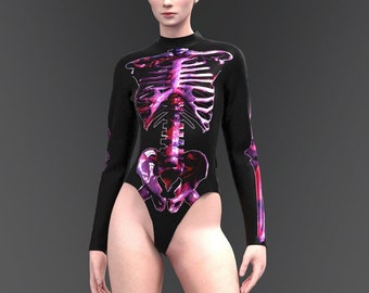 Skeleton Bodysuit, Rave Catsuit, Festival Outfit