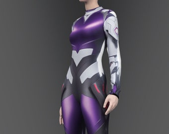 Halloween Cyberpunk Costume Purple (Custom Fit Available), Robot Costume For Women, Spacesuit Costume, Droid Costumes,  Superhero Costume