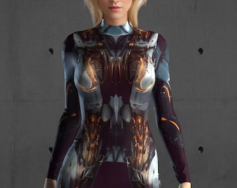 Futuristic Cyberpunk Bodysuit, Robotic Armor Costume