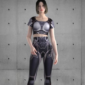 Cyberpunk Style Costume, Cyberpunk Top, Cyberpunk Legging, Custom Fit Available, Rave Outfit, Women, Futuristic Clothing, Spandex