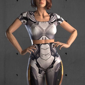 Silver Armor Costume (Custom Fit Available), Futuristic Costume, Cyberpunk Clothing, Rave Outfit, Robot Costume, Rave Party Top, Legging
